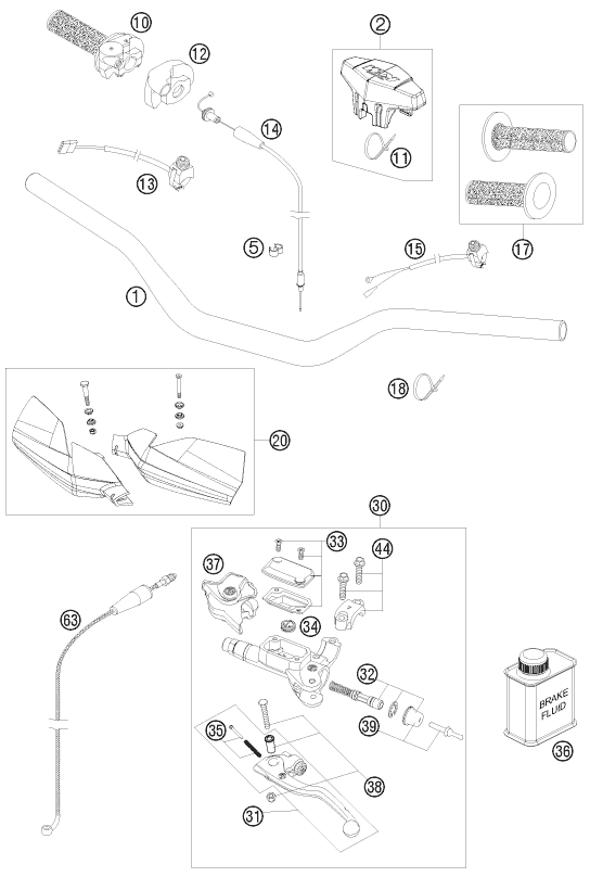 GUIDON ARMATURES POUR 250 XC 2011 (EU/US)