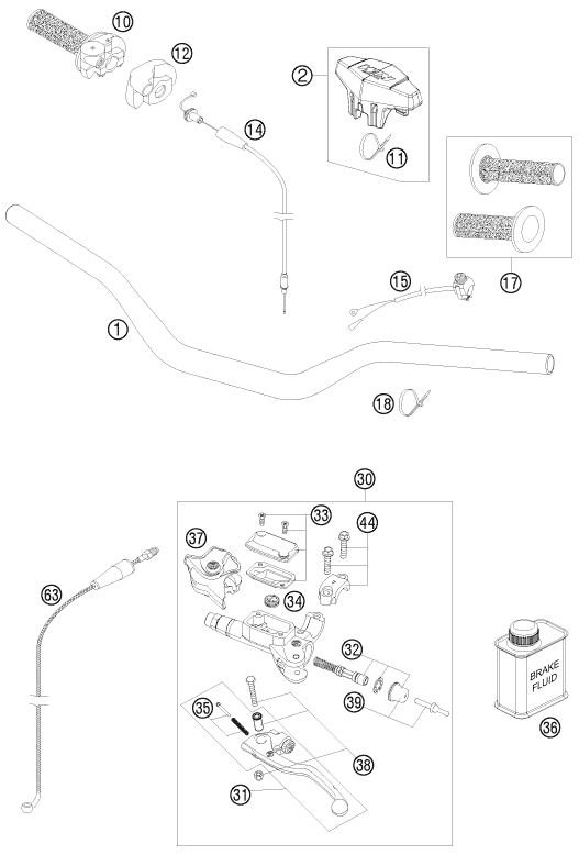 GUIDON ARMATURES POUR 250 SX 2011 (EU)