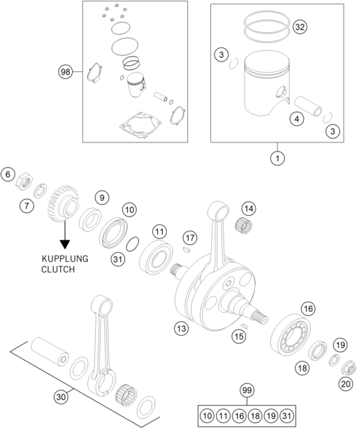 VILEBREQUIN PISTON POUR 250 EXC 2015 (EU)