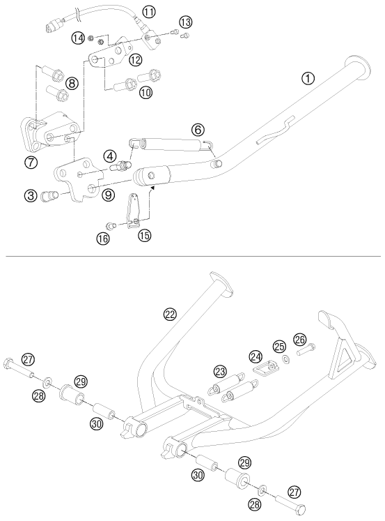 BEQUILLE LATERALE  BEQUILLE CENTRALE POUR 990 ADVENTURE R 2012 EU