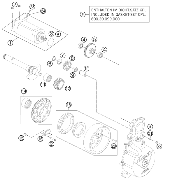 DEMARREUR ELECTRIQUE POUR 990 ADV. LIM. EDIT. OR ABS 11 (EU)