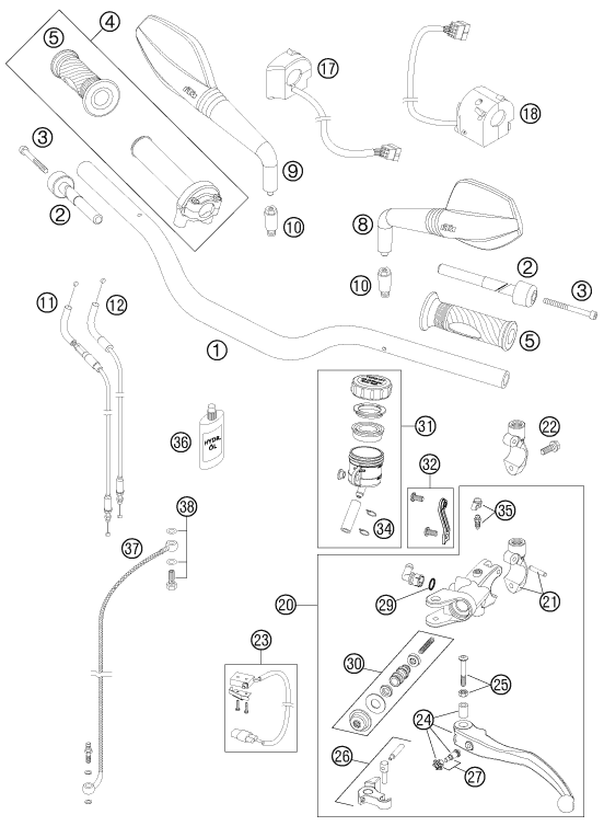 GUIDON ARMATURES POUR 990 SUPER DUKE BLACK 2011 (AU/GB)