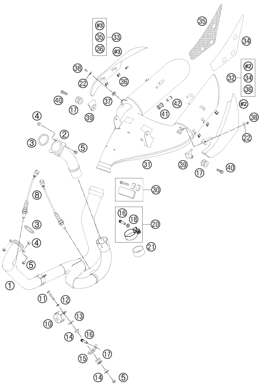 SYSTEME DECHAPPEMENT POUR 990 SUPER DUKE R 2011 EU