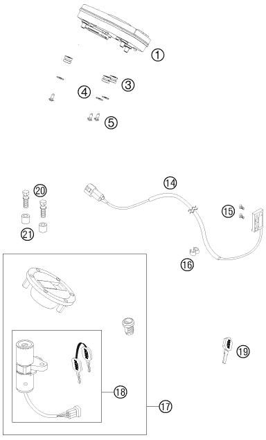 INSTRUMENTS SYSTEME DE VERROUILLAGE POUR 990 SUPER DUKE R 2012 (AU/GB)