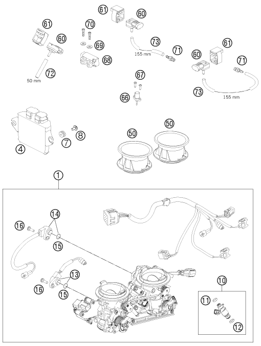 CORPS DU CLAPET DETRANGLEMENT POUR 990 SUPERMOTO R 2011 FR