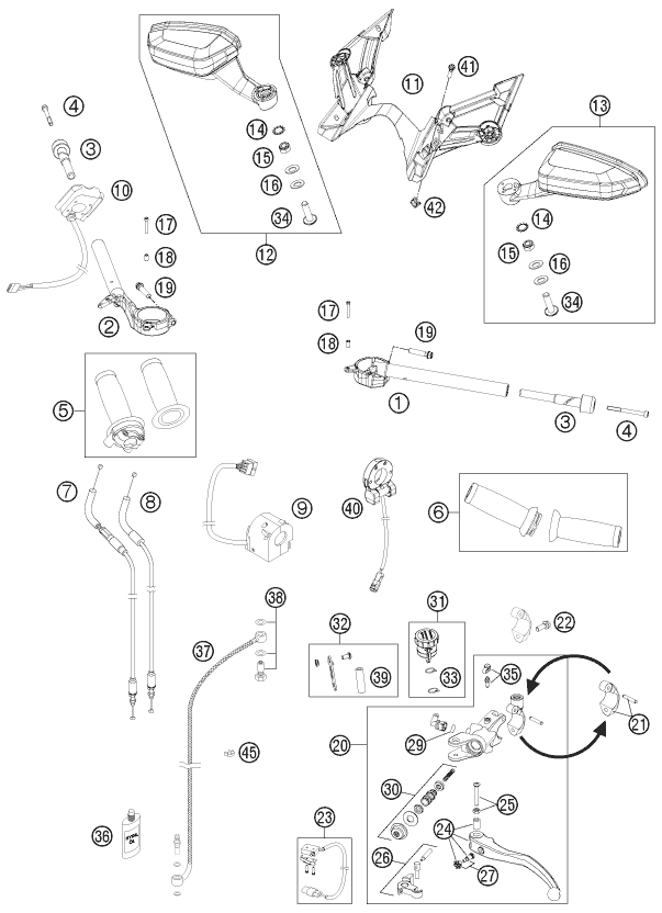 GUIDON ARMATURES POUR 1190 RC8 R WHITE 2013 (EU)