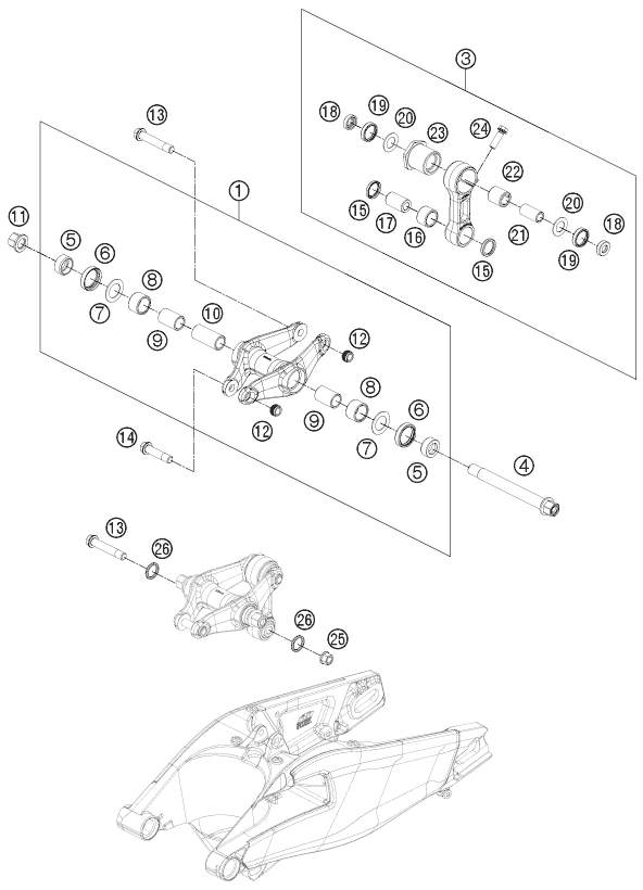 ARTICULATION DE LAMORTISSEUR PRO LEVER POUR 1190 RC8 R BLACK 2011 (EU)