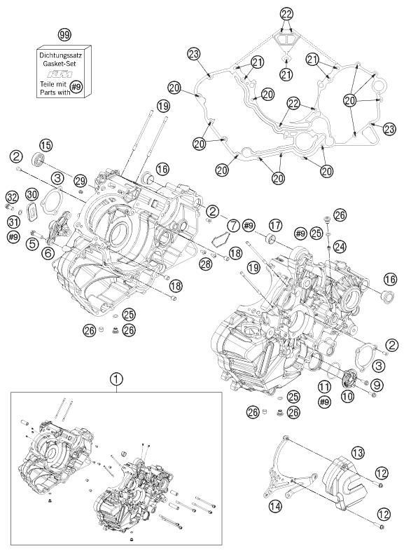 CARTER MOTEUR POUR 1190 RC8 R WHITE 2013 EU