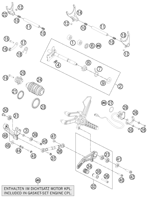 MECANISME DE SELECTION POUR 1190 RC8 R BLACK 2011 (EU)