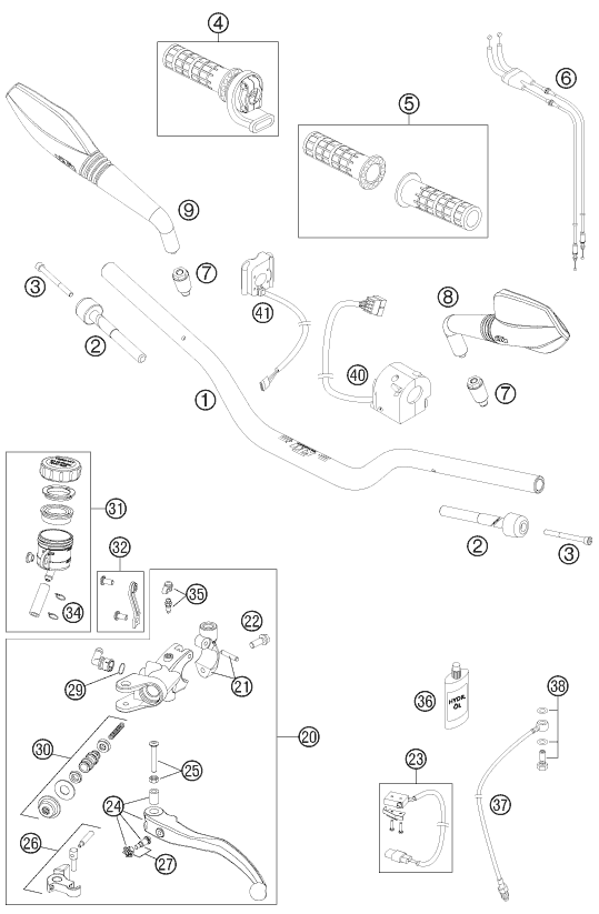 GUIDON ARMATURES POUR 690 DUKE BLACK 2011 EU
