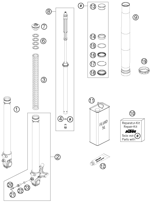 FOURCHE TELESCOPIQUE POUR 690 SMC 2011 (AU/GB)