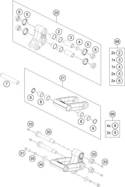 ARTICULATION DE LAMORTISSEUR PRO LEVER POUR 690 ENDURO 08 AUGB