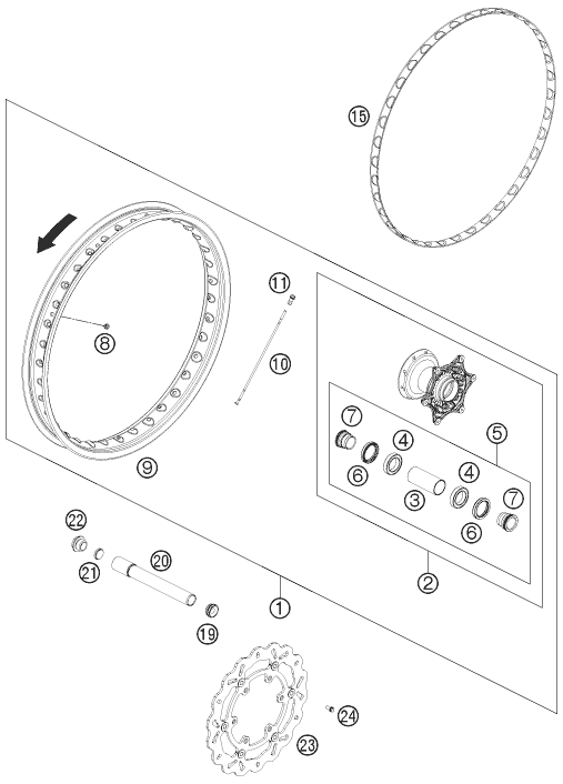 ROUE AVANT POUR 690 ENDURO R 2011 AUGB