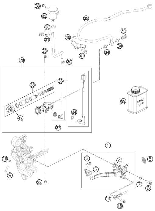 SYSTEME DE FREIN ARRIERE POUR 690 ENDURO R 2011 (AU/GB)