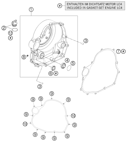 COUVERCLE DEMBRAYAGE POUR 690 ENDURO R 2012 EU