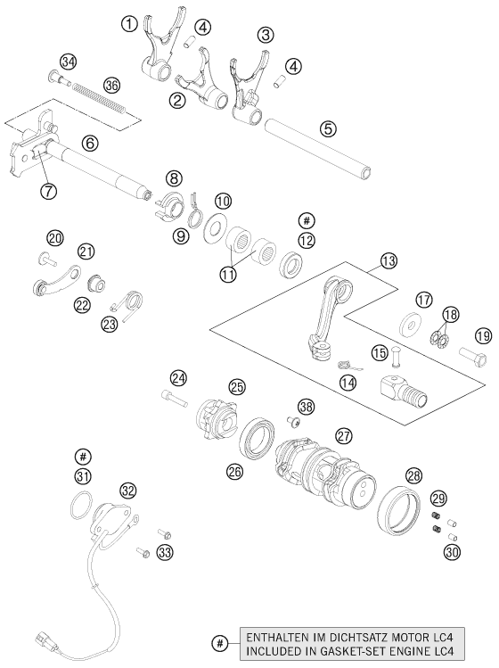 MECANISME DE SELECTION POUR 690 ENDURO R 2011 AUGB