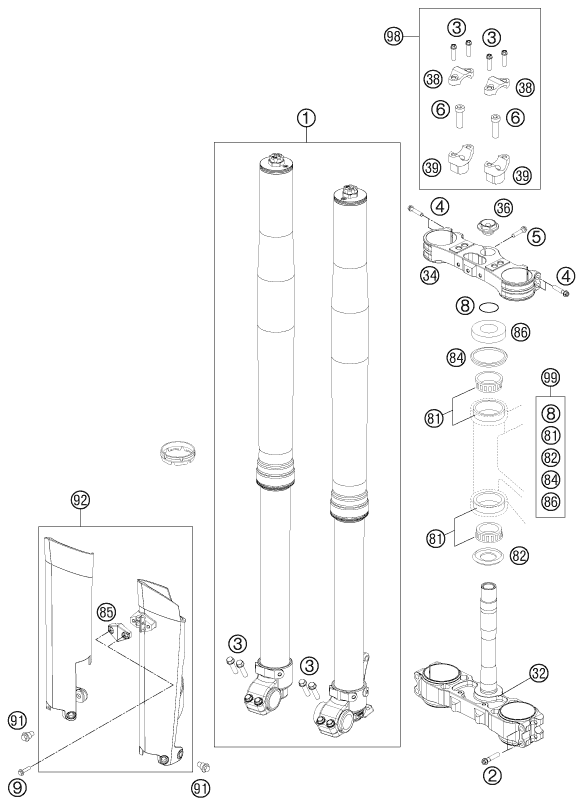 FOURCHE TELESCOPIQUE TE DE FOURCHE POUR 450 SX-F 2012 (EU)