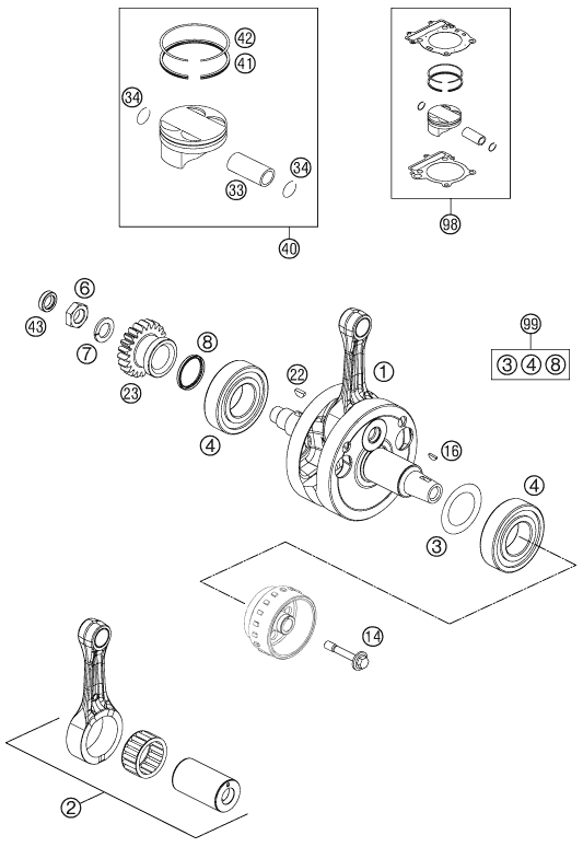 VILEBREQUIN PISTON POUR 250 EXC F 2013 EU