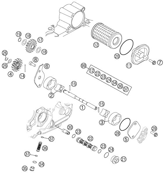 SYSTEME DE LUBRIFICATION POUR 250 SX F 2011 EU