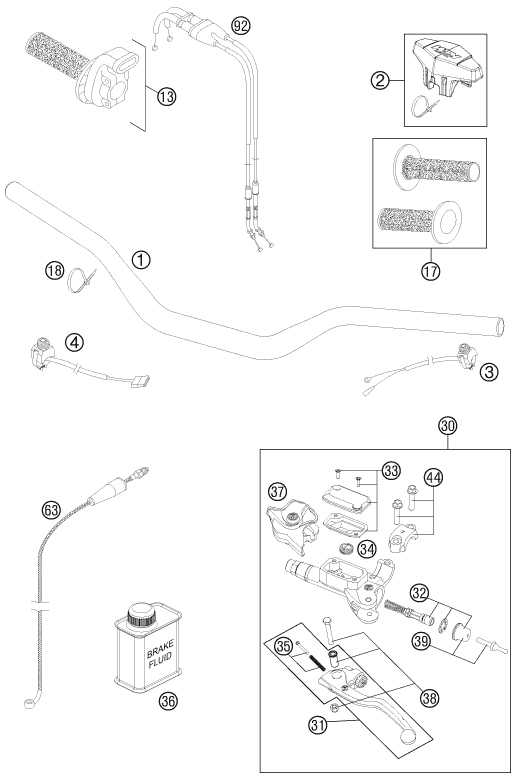 GUIDON ARMATURES POUR 250 SX F 2012 EU