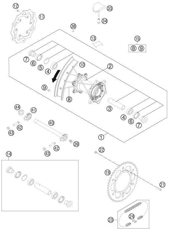 ROUE ARRIERE POUR 350 SX-F 2011 (EU)