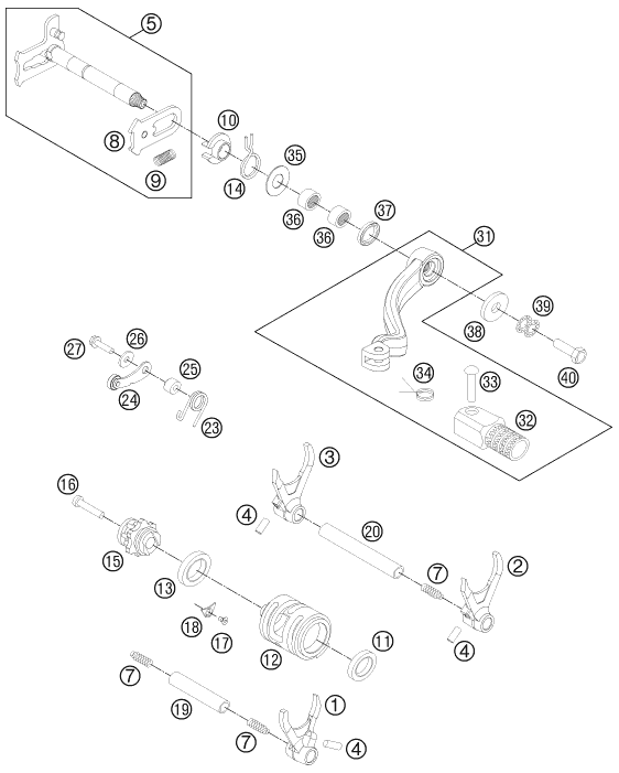MECANISME DE SELECTION POUR 350 SX F 2014 EU
