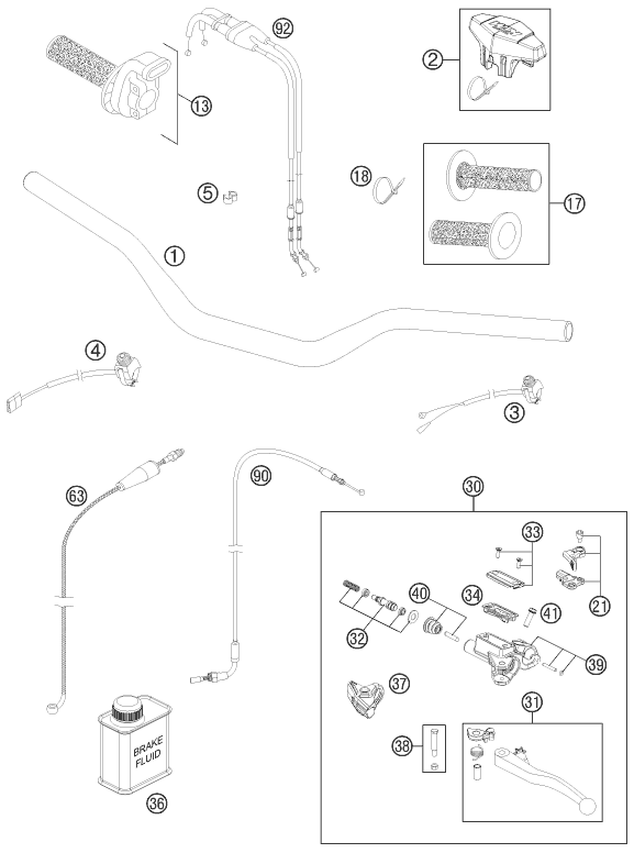 GUIDON ARMATURES POUR 450 SX-F 2011 (EU)