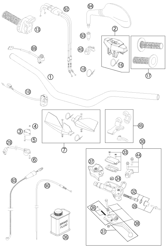 GUIDON ARMATURES POUR 250 EXC-F 2011 (EU)