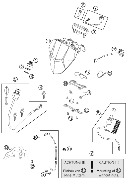 INSTRUMENTS  SYSTEME DE VERROUILLAGE POUR 525 XC ATV 2011 EU