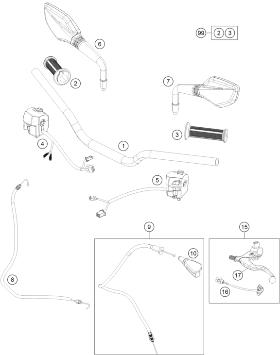 GUIDON ARMATURES POUR 125 DUKE ORANGE ABS 2014 EU