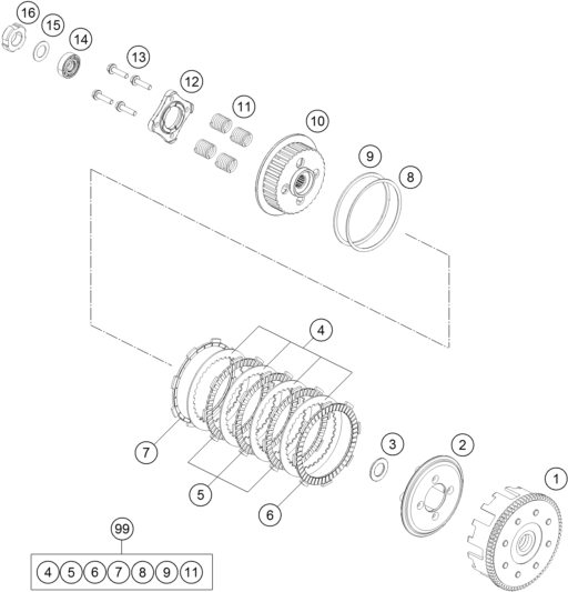 EMBRAYAGE POUR 125 DUKE BLACK BD 2021 EU