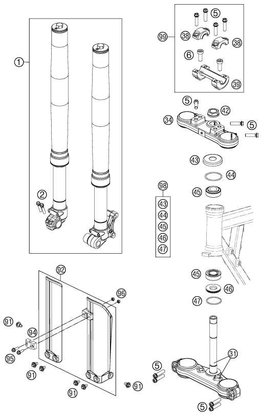 FOURCHE TELESCOPIQUE TE DE FOURCHE POUR 50 SX MINI 2017 (EU)