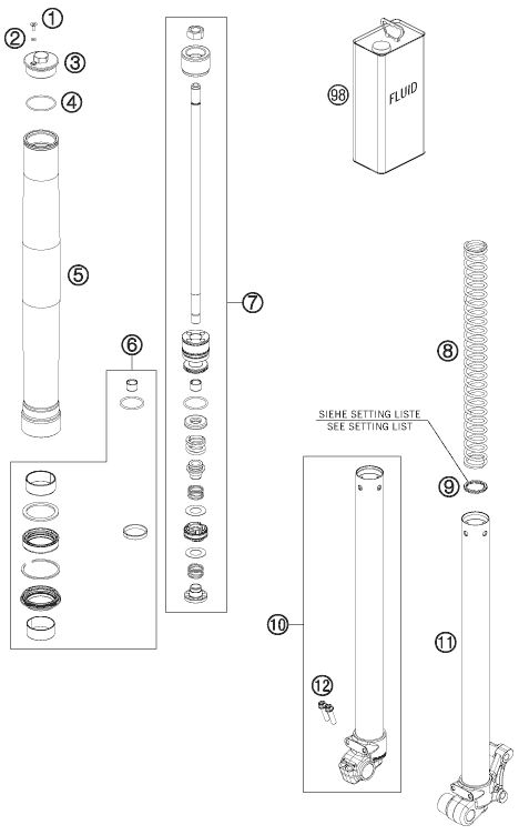 FOURCHE TELESCOPIQUE POUR 50 SX 2012 EU