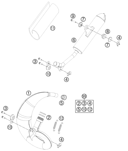 SYSTEME DECHAPPEMENT POUR 50 SX 2012 EU