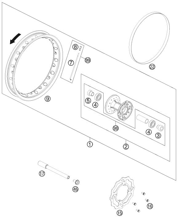 ROUE AVANT POUR 50 SX MINI 2012 (EU)