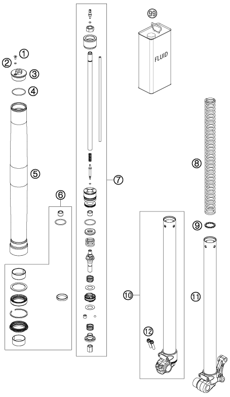 FOURCHE TELESCOPIQUE POUR 65 SX 2012 EU