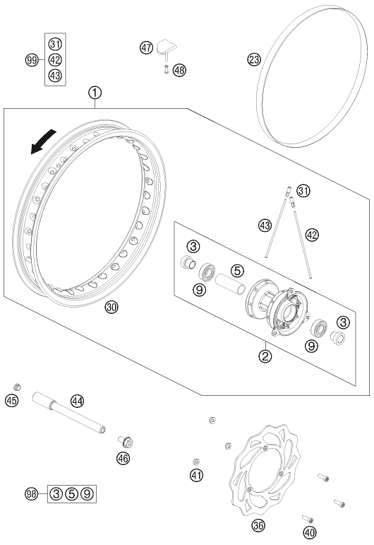 ROUE AVANT POUR 65 SX 2012 EU