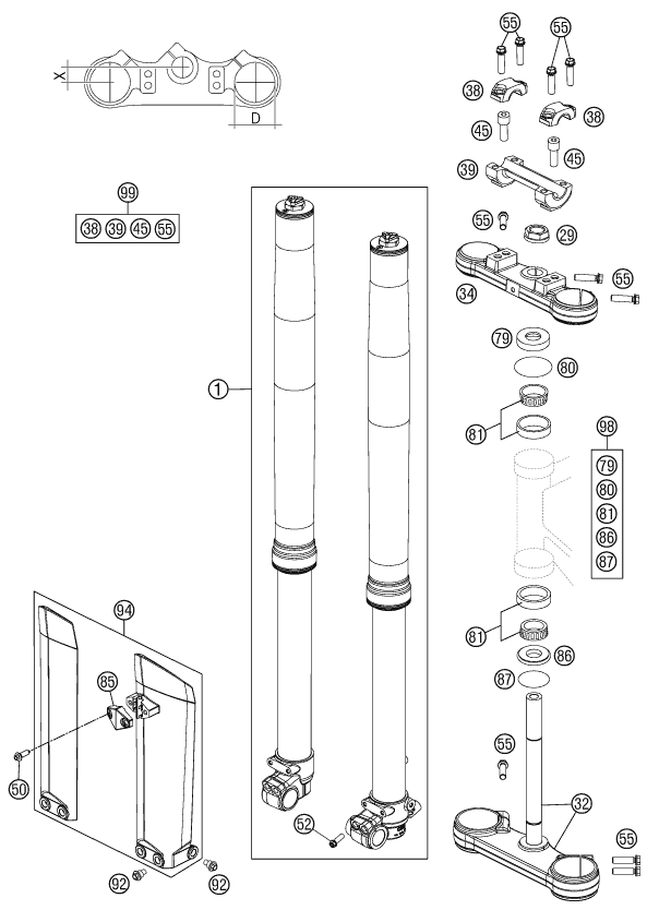 FOURCHE TELESCOPIQUE TE DE FOURCHE POUR 85 SX 17/14 2012 (EU)