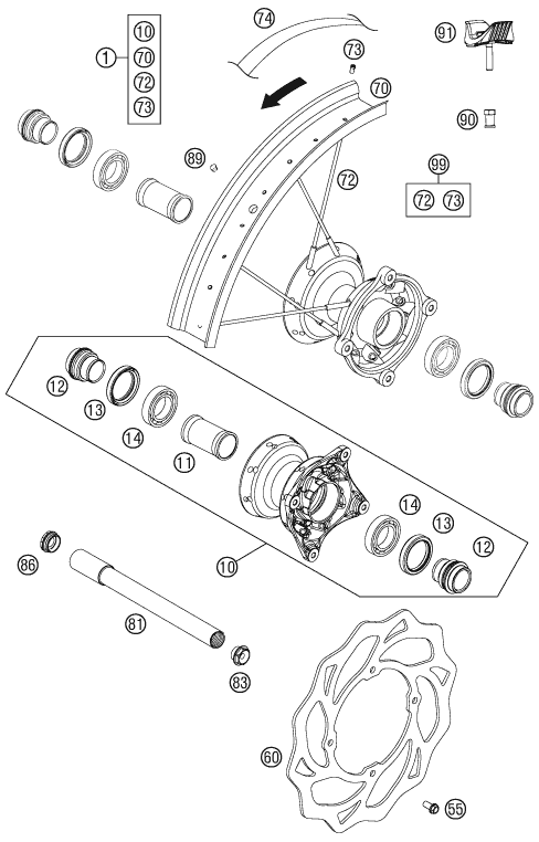 ROUE AVANT POUR 85 SX 17/14 2012 (EU)