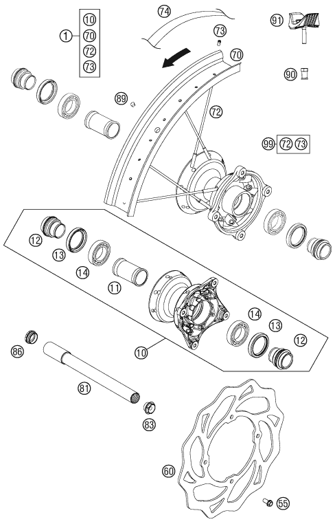 ROUE AVANT POUR 85 SX 1916 2012 EU