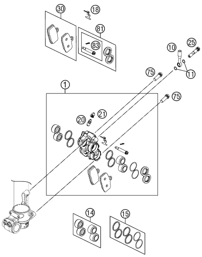 ETRIER DE FREIN AVANT POUR 85 SX 17/14 2012 (EU)