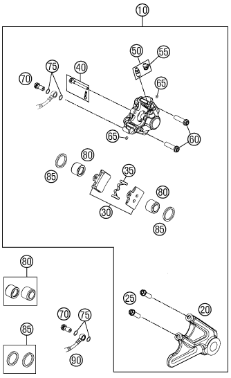 ETRIER DE FREIN ARRIERE POUR 85 SX 1714 2011 EU