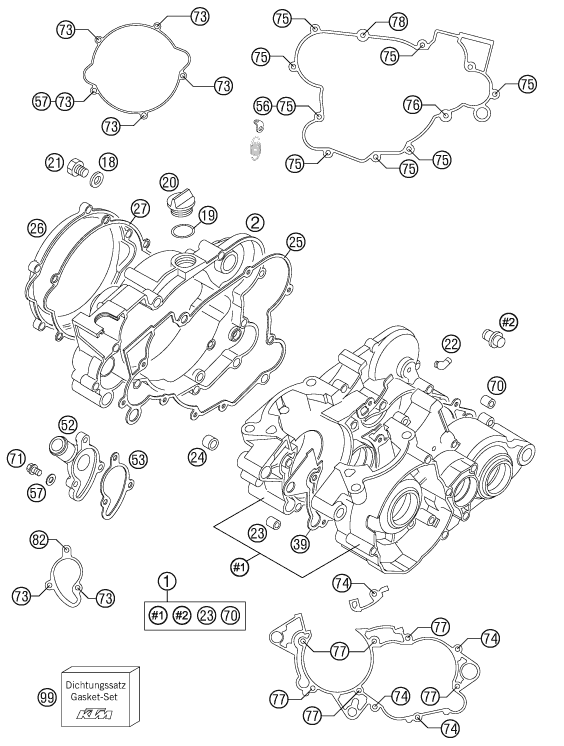 CARTER MOTEUR POUR 85 SX 17/14 2013 (EU)