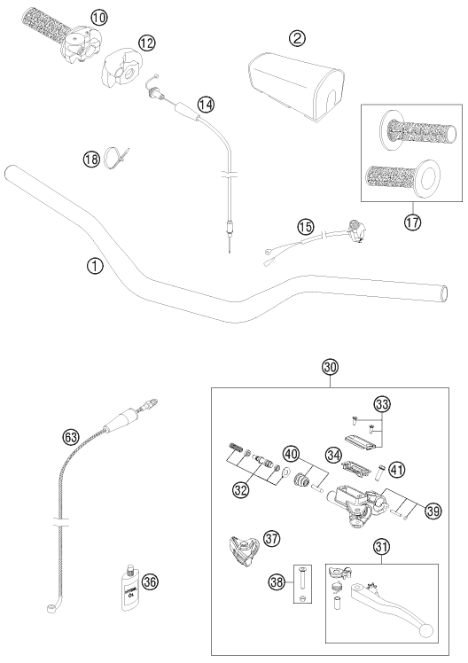 GUIDON ARMATURES POUR 125 SX 2012 (EU)