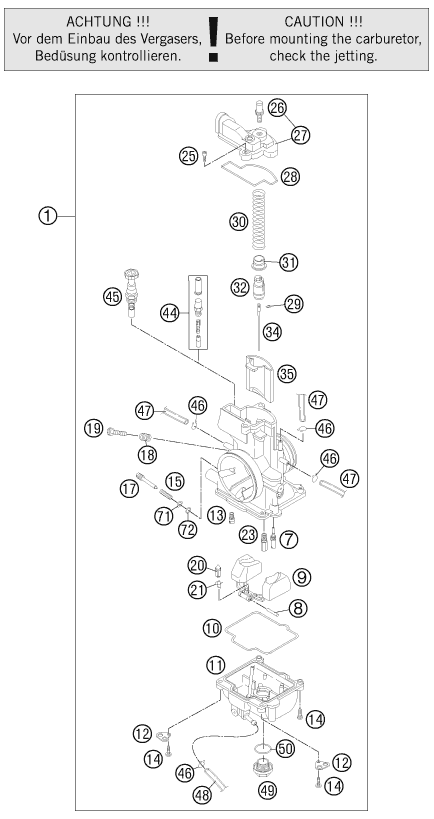 CARBURATEUR POUR 125 EXC 2012 (EU)