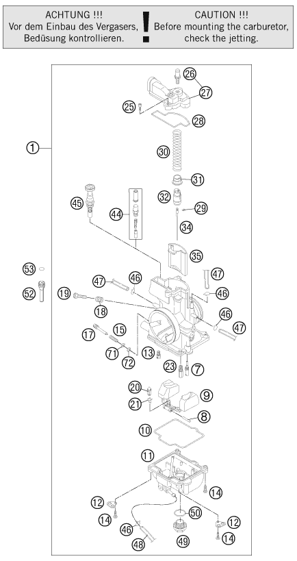 CARBURATEUR POUR 250 EXC 2012 (EU)