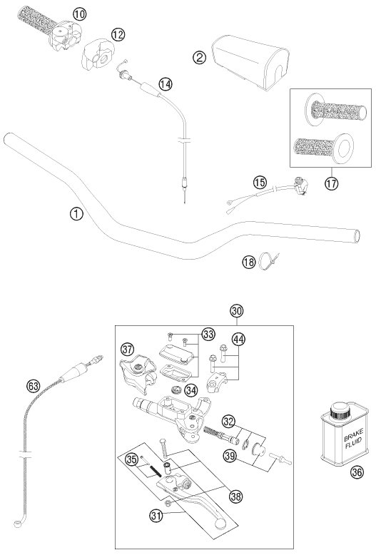 GUIDON ARMATURES POUR 250 SX 2012 EU