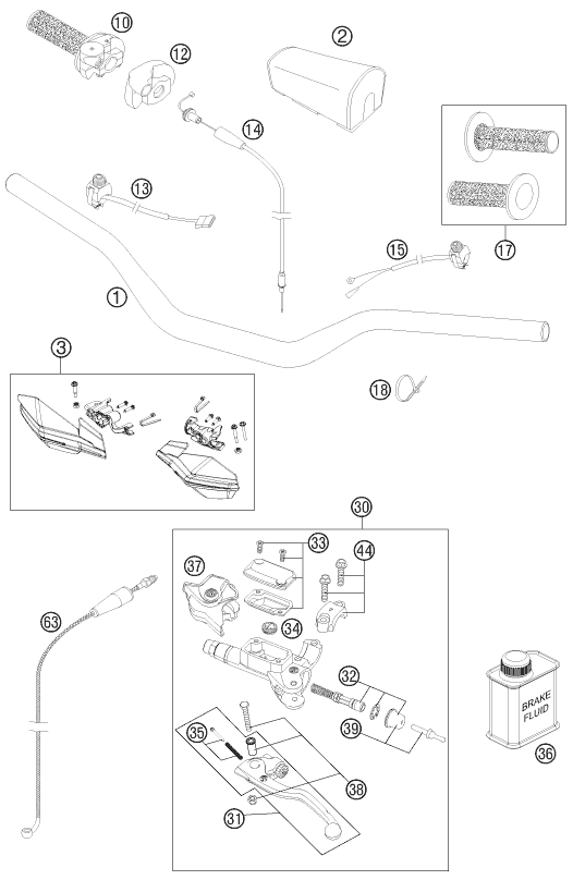 GUIDON ARMATURES POUR 250 XC 2012 (EU/US)