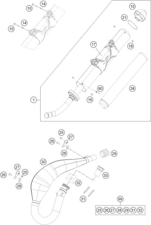 SYSTEME DECHAPPEMENT POUR 250 EXC FACTORY EDITION 2015 EU