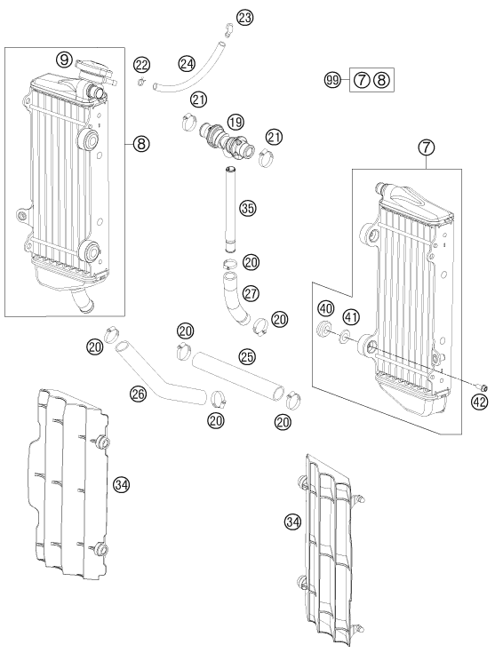 SYSTEME DE REFROIDISSEMENT POUR 125 SX 2014 EU